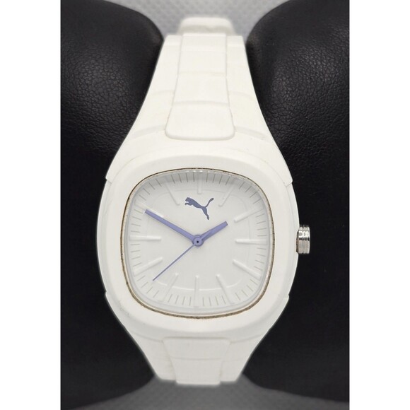 Women\'s Puma Bubble Gum S White Lilia Cat Logo Dial Silicone Band Watch 02